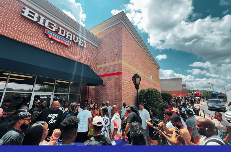 Low start-up costs — Big Dave's Cheesesteaks grand opening crowd